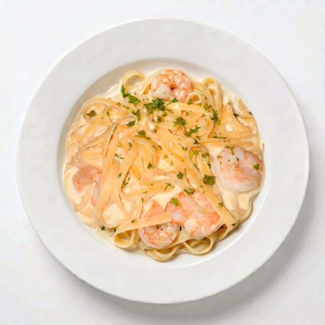Fettuccine Alfredo with Shrimp.